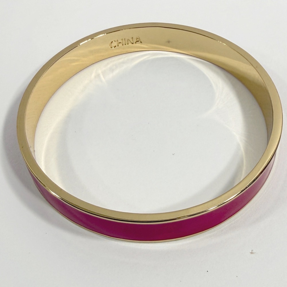 C. Wonder Bangle Bracelet Women's Pink Gold Tone Enamel Preppy Chic Jewelry - Picture 4 of 8